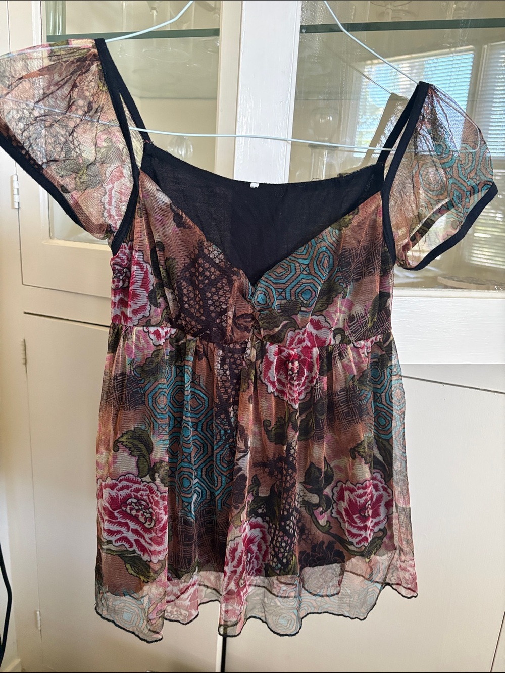 Y2K Floral Tiered Chiffon top - Picture 6 of 6